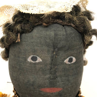 Regal Black Folk Art Bottle Doll in Gold Dress