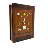Friendship, Love and Truth, Mary Karowske's Wonderful Hidden Compartment Book Box with Carving and Inlays, 1900