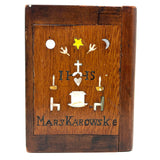 Friendship, Love and Truth, Mary Karowske's Wonderful Hidden Compartment Book Box with Carving and Inlays, 1900
