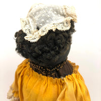Regal Black Folk Art Bottle Doll in Gold Dress