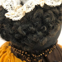Regal Black Folk Art Bottle Doll in Gold Dress