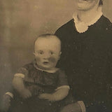 Blushes Turned Dark Blemishes - Hand-colored Antique Ambrotype of Mother and Child