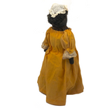 Regal Black Folk Art Bottle Doll in Gold Dress