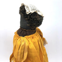 Regal Black Folk Art Bottle Doll in Gold Dress