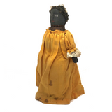 Regal Black Folk Art Bottle Doll in Gold Dress
