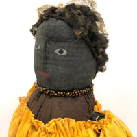 Regal Black Folk Art Bottle Doll in Gold Dress