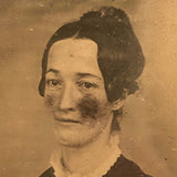 Blushes Turned Dark Blemishes - Hand-colored Antique Ambrotype of Mother and Child