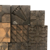 Set of Nine 1898 Pennsylvania Hand-carved Quilt Pattern Print Blocks