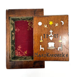 Friendship, Love and Truth, Mary Karowske's Wonderful Hidden Compartment Book Box with Carving and Inlays, 1900