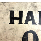 HANDS OFF, Metaphorical Feeling Hand-Painted Sign on Cardboard with Encroaching Nibbles