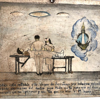 SOLD Vintage Mexican Folk Art Retablo, Miracle on Operating Table