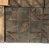Set of Nine 1898 Pennsylvania Hand-carved Quilt Pattern Print Blocks