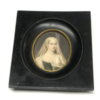 Fine Signed Miniature Portrait of Agnes Sorel, Presumed c. 1830s-40s