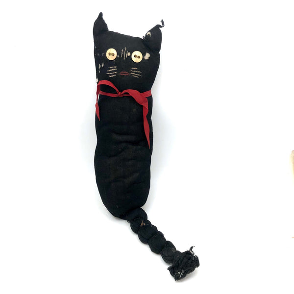 Great Old Stocking Cat with Button Eyes and Knotted Tail