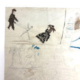 Annie Darragh, The Elder Sister, 19th C. Ink Drawing with SeeSawing Children on Reverse