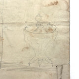 Annie Darragh, The Elder Sister, 19th C. Ink Drawing with SeeSawing Children on Reverse