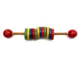 Satisfying, Modernist, Primary Colors Wooden Rings Rattle, Scarce Design