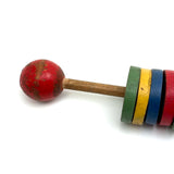 Satisfying, Modernist, Primary Colors Wooden Rings Rattle, Scarce Design