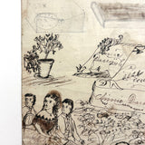 Annie Darragh, The Elder Sister, 19th C. Ink Drawing with SeeSawing Children on Reverse