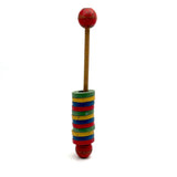 Satisfying, Modernist, Primary Colors Wooden Rings Rattle, Scarce Design