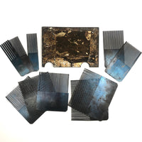 Mid 19th C. British Grain Painting Combs, Complete Set in Original Box