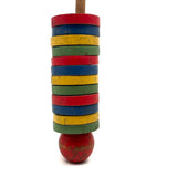 Satisfying, Modernist, Primary Colors Wooden Rings Rattle, Scarce Design