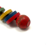 Satisfying, Modernist, Primary Colors Wooden Rings Rattle, Scarce Design