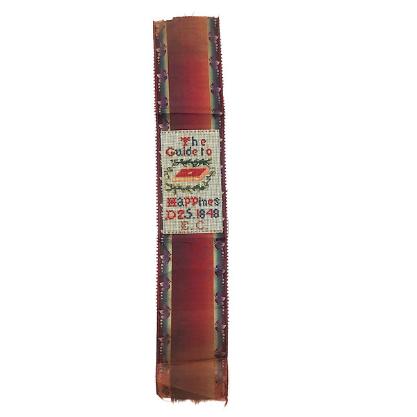 "The Guide to Happines" Christmas 1848 Punch Paper Embroidery Bookmark