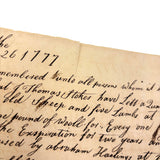 Thomas Stokes Have Lett 10 Old Sheep and Five Lambs, Charming 1777 Handwritten Contract