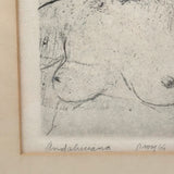 Andaluciana, 1966 Graphite Signed Etching by David Bumbeck (American, 1940-2026)