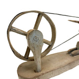 Unusual Old Hand-carved Folk Art Mechanical Spinning Wheel, Working Smoothly