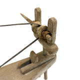 Unusual Old Hand-carved Folk Art Mechanical Spinning Wheel, Working Smoothly