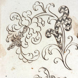 Lovely c. 1800 Hand-drawn Patterns (Presumed for Embroidery), Ink on Watermarked Laid
