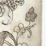 Lovely c. 1800 Hand-drawn Patterns (Presumed for Embroidery), Ink on Watermarked Laid