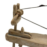 Unusual Old Hand-carved Folk Art Mechanical Spinning Wheel, Working Smoothly