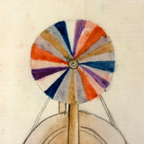 Color Wheel! Marvelous Antique Japanese Ink and Watercolor Drawing of "Light Ray Machine"