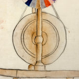 Color Wheel! Marvelous Antique Japanese Ink and Watercolor Drawing of "Light Ray Machine"