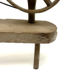 Unusual Old Hand-carved Folk Art Mechanical Spinning Wheel, Working Smoothly