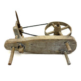 Unusual Old Hand-carved Folk Art Mechanical Spinning Wheel, Working Smoothly