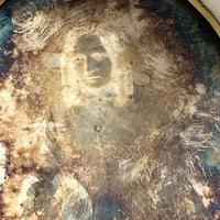 Moody, Much Tarnished Half Plate Daguerreotype Portrait of Woman with Ringlets