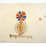 Color Wheel! Marvelous Antique Japanese Ink and Watercolor Drawing of "Light Ray Machine"