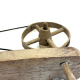Unusual Old Hand-carved Folk Art Mechanical Spinning Wheel, Working Smoothly