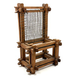 Old Hand-carved Folk Art (Sailor Made?) Chair with Interlocking Corners and Secret Rattles Inside