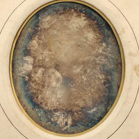 Moody, Much Tarnished Half Plate Daguerreotype Portrait of Woman with Ringlets
