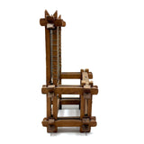Old Hand-carved Folk Art (Sailor Made?) Chair with Interlocking Corners and Secret Rattles Inside