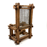 Old Hand-carved Folk Art (Sailor Made?) Chair with Interlocking Corners and Secret Rattles Inside