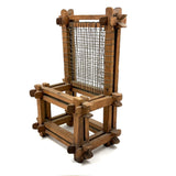 Old Hand-carved Folk Art (Sailor Made?) Chair with Interlocking Corners and Secret Rattles Inside
