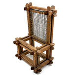 Old Hand-carved Folk Art (Sailor Made?) Chair with Interlocking Corners and Secret Rattles Inside