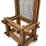 Old Hand-carved Folk Art (Sailor Made?) Chair with Interlocking Corners and Secret Rattles Inside