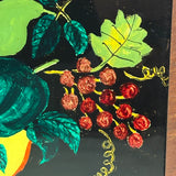 Electric Feeling 19th Century Tinsel Painting with Floating Watermelon and Knife, Original Frame